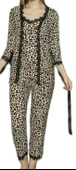 Leopar Şıklığıyla 3’lü Set Pamuklu Kadın Pijama Takımı - 4
