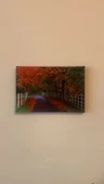 Sonbahar Manzaralı Natürel Tasarım Ahşap Çerçeve Ev İşyeri Ofis Duvar Dekorasyon Kanvas Tablo MNZ3 thumbnail 3