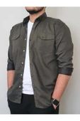 Tomiross Kıvanç Haki Erkek Rahat Esnek Slim Fit Kalıp Pamuklu Kot Gömlek KIVANC-1927 - 1