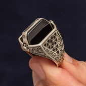 Hz. Süleyman Mührü Çift Taraflı 925 Erkek Gümüş Yüzük thumbnail 3