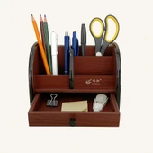 Homix Masa Üstü Çekmeceli Ahşap Düzenleyici Organizer Kalemlik (6022) - 1