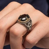 Ayyıldız Siyah Taşlı 925 Erkek Gümüş Yüzük thumbnail 5