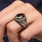 Ayyıldız Siyah Taşlı 925 Erkek Gümüş Yüzük thumbnail 3