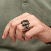 Siyah Taşlı 925 Erkek Gümüş Yüzük Erkek thumbnail 5