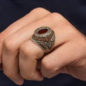 Oval Akik Taşlı 925 Gümüş Erkek Yüzük thumbnail 6