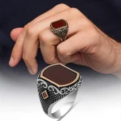 Akik Taşlı 925 Erkek Gümüş Yüzük Erkek thumbnail 1