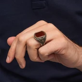 Akik Taşlı 925 Erkek Gümüş Yüzük Erkek thumbnail 4