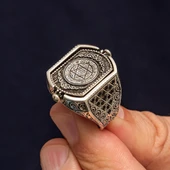 Hz. Süleyman Mührü Çift Taraflı 925 Erkek Gümüş Yüzük thumbnail 6