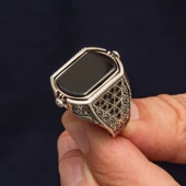 Hz. Süleyman Mührü Çift Taraflı 925 Erkek Gümüş Yüzük thumbnail 8