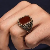 Akik Taşlı 925 Erkek Gümüş Yüzük Erkek thumbnail 3