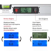 Dijital Lcd Ekranlı Su Terazisi 40 cm 400mm Hassas Elektronik Açı Ölçer Alüminyum Gövde Gönye Cihazı - 5