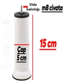 Mobilya Kanepe Baza Koltuk Çekyat Yükseltme Ayağı Plastik, İnce Diş M8 Beyaz, 15 Cm 4 Adet thumbnail 3