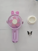 Mini El Fanı Büyük Boy Şarjlı Telefon Tutuculu Figürlü 3 Kademeli Taşınabilir Vantilatör Masa El Tipi Serinletici - 4