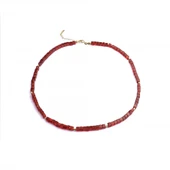 14 Ayar Altın Kaplama Doğal Küp Şekilli Garnet Taşı  Gümüş Kolye  - NS00101 thumbnail 4