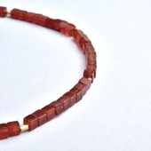 14 Ayar Altın Kaplama Doğal Küp Şekilli Garnet Taşı  Gümüş Kolye  - NS00101 thumbnail 3