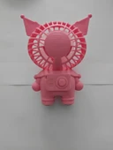 Mini El Fanı Şarjlı Telefon Tutuculu  Kuromi  Figürlü 2 Kademeli Taşınabilir Vantilatör Masa El Tipi Serinletici Soğutucu - 3