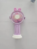 Mini El Fanı Büyük Boy Şarjlı Telefon Tutuculu Figürlü 3 Kademeli Taşınabilir Vantilatör Masa El Tipi Serinletici - 1