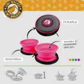 Kıng bowl 2'li katlanılabilir mama kabı pembe - 2