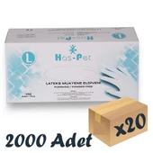 Has-pet Pudrasız Lateks Eldiven 100'LÜX20 Paket-1 Koli (Large) - 1