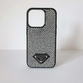 İphone 13 PROMAX Parlak pırlanta taşlı lüks kılıf siyah thumbnail 1