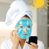 Terapi Jel Yüz Maskesi Soğuk Ve Sıcak Boncuklu Ayarlanabilir Maske (Mavi) - 3