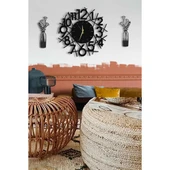 Çizgili Modern Ahşap dekoratif saat+ 2li Vazo - 1