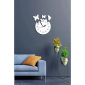 Beyaz Kelebek Modern Dekoratif dekor Saat - 1