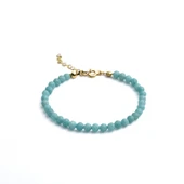 14 Ayar Altın Kaplama Gerçek Amozonite Fasetli Şifalı Gümüş Bileklik - BGS00101 thumbnail 2