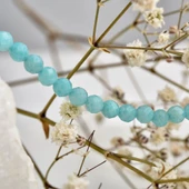 14 Ayar Altın Kaplama Gerçek Amozonite Fasetli Şifalı Gümüş Bileklik - BGS00101 thumbnail 4