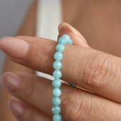 14 Ayar Altın Kaplama Gerçek Amozonite Fasetli Şifalı Gümüş Bileklik - BGS00101 thumbnail 3
