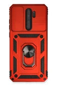 Xiaomi Redmi Note 8 Pro Kılıf Pars Lens Yüzüklü Silikon - Kırmızı - 1