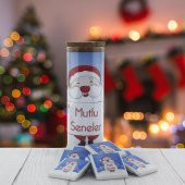 24 Adet Cam Tüpte Yılbaşı Çikolatası Madlen Baskılı Noel Baba - 1
