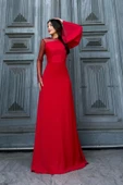File Detaylı Abiye Elbise 2337-Kırmızı thumbnail 4