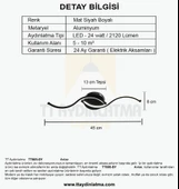 TT605-SY Martı Model Çocuk-Antre-Küçük Oda Mat Siyah Led Avize - 4