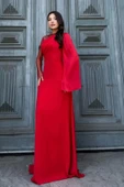 File Detaylı Abiye Elbise 2337-Kırmızı thumbnail 2
