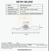 TT605-BY Martı Model Çocuk-Antre-Küçük Oda Mat Beyaz Led Avize - 4