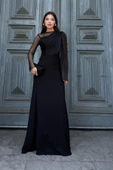 File Detaylı Abiye Elbise 2337-Siyah thumbnail 1