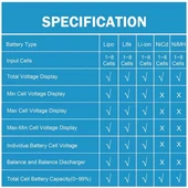 PowerMaster PM-26959 Pil Kapasite Voltaj Test Cihazı RC 1-8S Lipo Lityum NIMH thumbnail 4