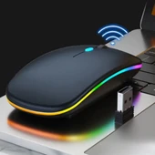 KABLOSUZ BLUETOOTH RGB LED'li SESSİZ MOUSE (FARE), ŞARJ EDİLEBİLİR, ERGONOMİK TASARIM - 1