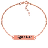 Gümüş Rose Kişiye Özel İsimli Bayan Bileklik - 1