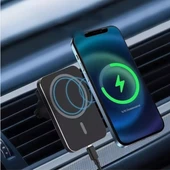 MAGSAFE ARAÇ İÇİ TELEFON TUTUCU & KABLOSUZ ŞARJ CİHAZI 15W HIZLI ŞARJ DESTEKLİ - 1