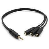 Kulaklık Çoklayıcı 3.5 Mm Erkek X 1/3 Stereo Dişi X 3 - 30 Cm Y Kablo - 1