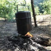 Alüminyum Kamp Yemek Pişirme Sefer Tası Seti Dış Mekan Alüminyum Tencere Seti Saplı Pişirme Set thumbnail 6