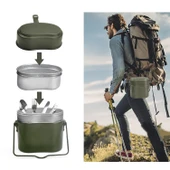 Alüminyum Kamp Yemek Pişirme Sefer Tası Seti Dış Mekan Alüminyum Tencere Seti Saplı Pişirme Set thumbnail 2