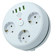 Vea VE-26583 3'LÜ 1.5 Metre Kablolu 3 USB / TYPE-C Girişli Akım Korumalı Grup Priz - 1