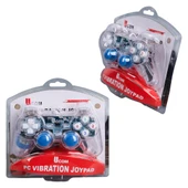 Powermaster UCOM-704 Kablolu Double Shock Joypad Oyun Kolu Gamepad Şeffaf Işıklı - 4