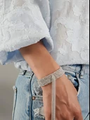 Arı Model Turkuaz Zirkon Taşlı Kuyum İşçiliğinde Zincir Sallantılı Küpe - 3