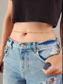 Top Zincir Örme Altın Kaplama Gold Renkli Bel Zinciri- Vücut Zinciri thumbnail 1