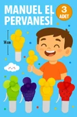 Ayver 3 Adet Mini Boy Meyveli Model Çocuk Oyuncak Manuel El Pervanesi El Vantilatörü - 1