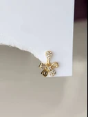 Sallantılı Fiyonk Kurdela Model Kıkırdak Piercing Tragus Helix Altın Gold Renk Küpe - 2